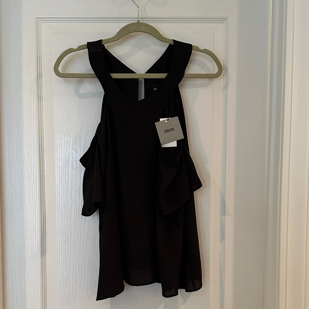 ASOS Elegant Black Ruffle Top